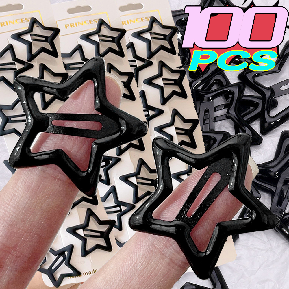 Bobby Pin Bulk - Y2K Girls Black and Grey Star