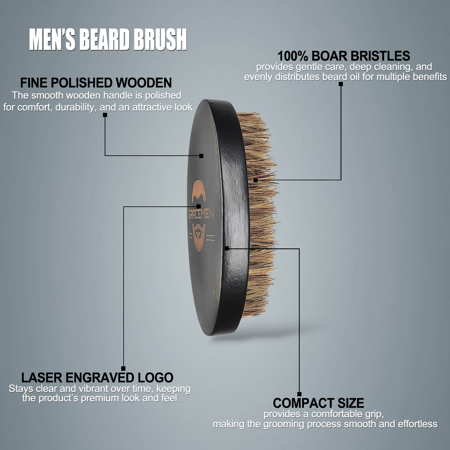 Gracemen Beard Brush - Natural – Hair Care For Men Bewertung und Preis